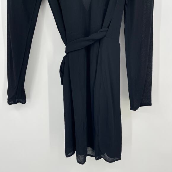Reformation | Brooke Dress Black Long Sleeve Mini Wrap Dress XS - Picture 10 of 11